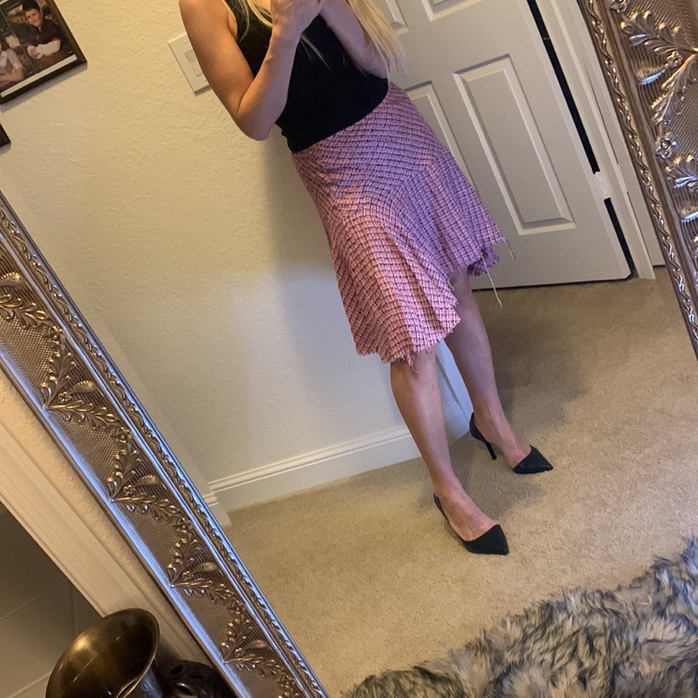 Asymmetrical Tweed pink skirt M NWOT